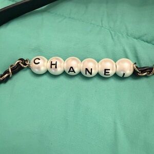 CHANEL Black and Pearl Bead Chain Belt